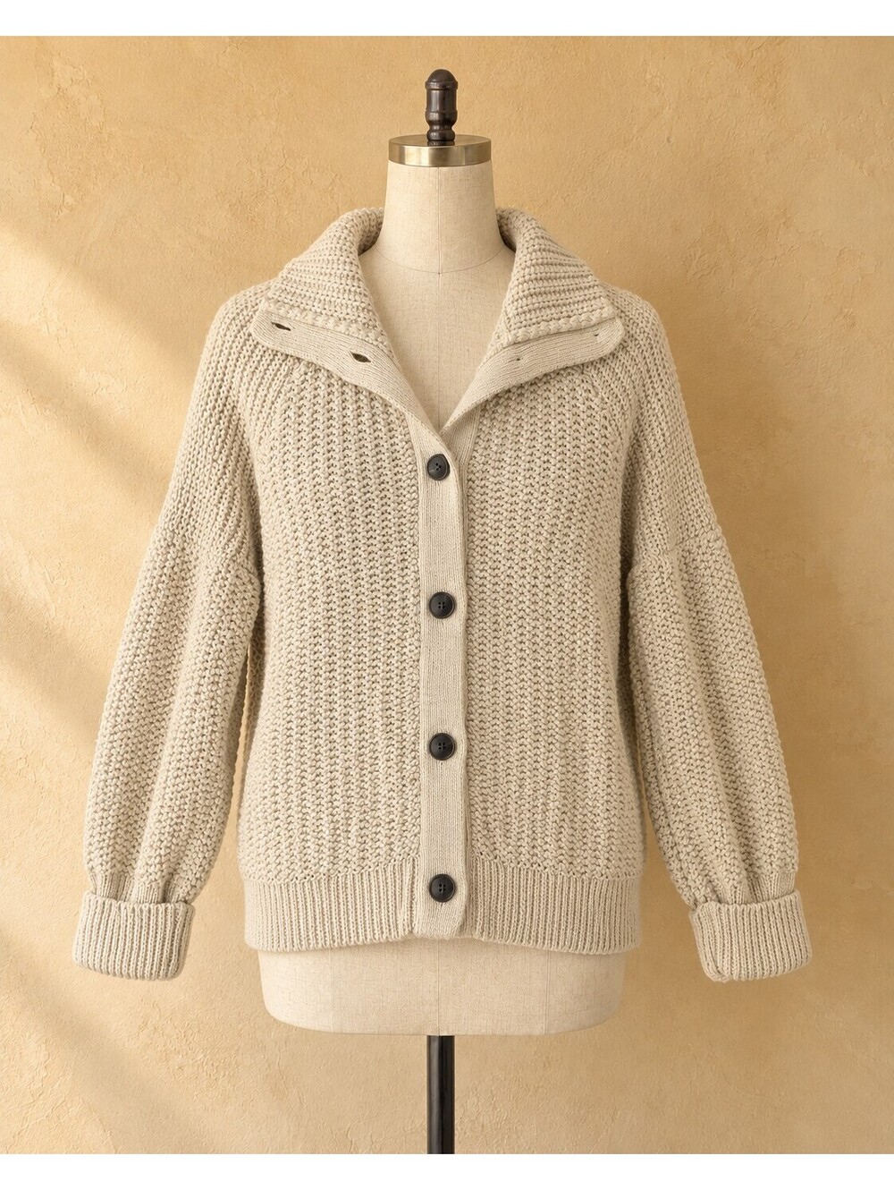 LOFT cream chunky knit cardigan size M